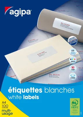 Image de agipa Étiquettes universelles 63,5 x 72 mm blanc 1.200 étiquettes