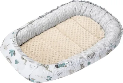 Image de Nid pour bébé, lit de voyage, nid pour bébé, 100 x 60 x 15, coton Mint Zoo avec Minky beige