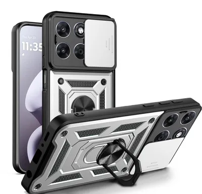 Produktbild von Outdoor Panzer Hülle für Motorola Moto G87 Kameraschutz Ring Case Stoßfest Silber