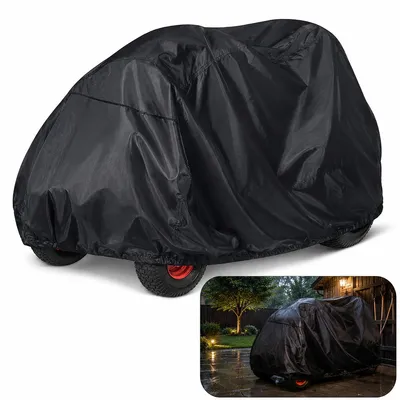 Produktbild von Rasenmäher Abdeckung XL 183×137×117 cm, 210D Oxford Gewebe, wetterfest, UV Schutz, winddicht mit Gummizug & Befestigungsriemen, ganzjährig