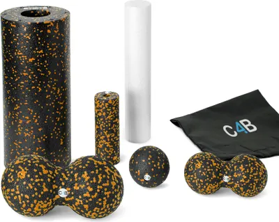 Obrázek produktu pro c4b EPP Fascia Roller | Středně tvrdý pěnový válec | 7dílná sada: černá - oranžová Barva: černá - oranžová