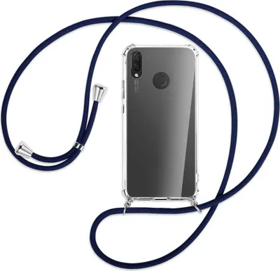 Produktbild von Handykette Backcover-Schutzhülle mit Band (Metall silberfarben) für Huawei P Smart Plus, nova 3 / 3i - dunkelblau
