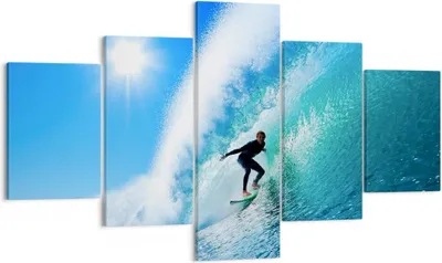 Produktbild von Bild auf Leinwand - Leinwandbild - Windsurfing strand ozean spaß - 125x70cm - Wand Bild - Wanddeko - Leinwanddruck - Bilder - Kunstdruck - Wanddekoration - Leinwand bilder - Wandkunst - EA125x70-2270