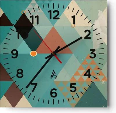 Produktbild von Wanduhr - Quadrat - Glasuhr - Abstraktion modern - 40x40cm - Schleichendes Uhrwerk - Lautlos - zum Aufhängen bereit - Dekoration Modern - Wanddekoration aus Glas - C4AC40x40-3571