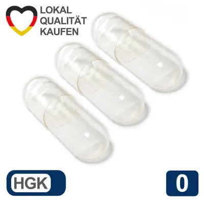 Produktbild von Leerkapseln Gelatinekapseln HGK Größe 0 leere Kapseln transparent - 100 Stück