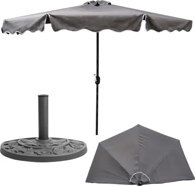 Obrázok produktu pre Polostenový dáždnik Ø 270 cm H 235 cm Grafit + polopodstavec