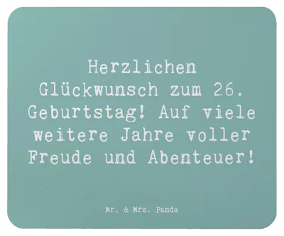 Produktbild von Mr. & Mrs. Panda Mauspad Spruch 26. Geburtstag - Meeresbrise - Geschenk, Mousepad, mousematte, Alter, pc, Freundschaft, Abenteuer, Mouse Pad, Feiern, Happy Birthday