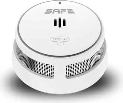 A white smoke detector is shown against a white background.