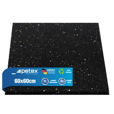 Produktbild von Antivibrationsmatte für Waschmaschine, Trockner, 3D Drucker, 60 x 60 x 1 cm, Gummigranulat, schwarz | PETEX