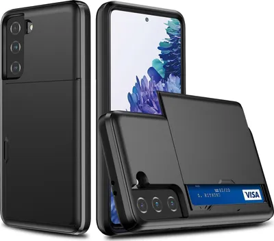 Produktbild von Mobigear Card  Samsung Galaxy S21 Plus Hülle Hardcase Backcover Stoßfest mit Kartenhalter - Schwarz