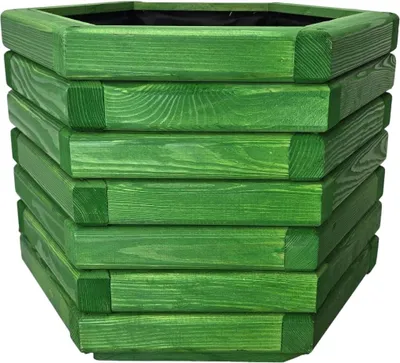 Produktbild von HolzGarden Pflanzkübel Holz 50x40x43 cm Imprägniert Farbe Akazie Wetterfest Blumenkasten Blumentopf Balkon Garten Pflanzkasten Sechseck 57l
