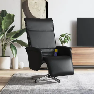 Produktbild von "2026 Promotion" Massagesessel mit Fußteil - Fernsehsesel - Schwarz Kunstleder - Couchsessel CC21650
