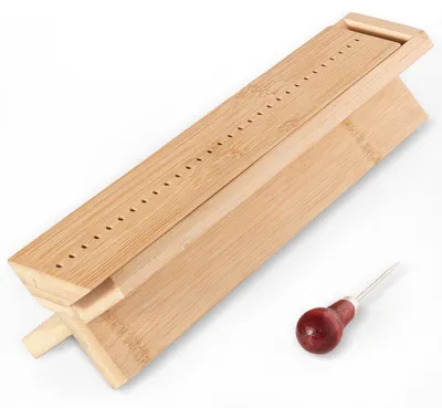 Produktbild von Buchbindegerät Bambus Holz Lochhilfe Buchbinden Werkzeug Set mit Führung für präzises Papier lochen DIY Buchbindung Zubehör stabil