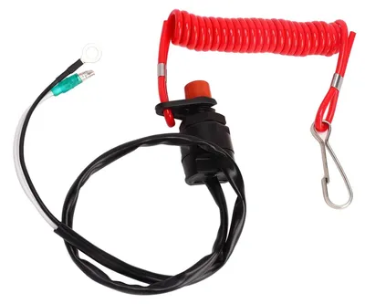 Produktbild von Not-Aus-Schalter für Motoren – Sicherheitsseil – Bootsausrüstung – Wasserdichtes ABS-Material – 50 cm Länge – Rot