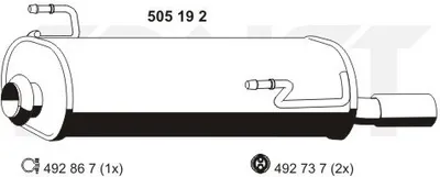 Produktbild von ERNST 505192 Endschalldämpfer passend für PEUGEOT 206 Schrägheck (2A/C) Auspuff