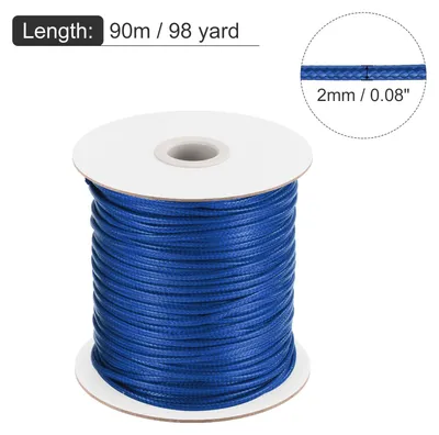 Produktbild von Gewachster Faden 2mm gewachste Kordel 90 m Gewachste Baumwollschnur fš¹r Armbandherstellung, Halsketten, Perlen, Schmuckherstellung und DIY-Basteln (Dunkelblau)