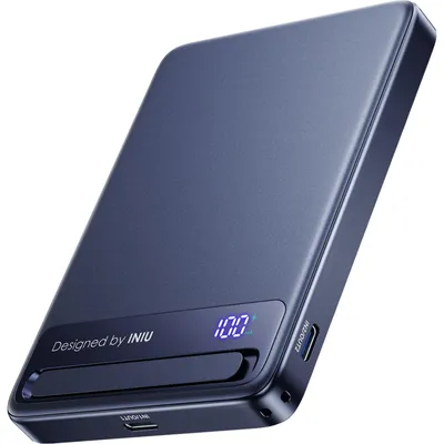 Produktbild von Iniu, MagSafe Powerbank 10000mAh 25W mit Ständer MagPro Slim, Blau