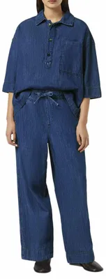 Productafbeelding van Scotch & Soda dames sportieve werkkleding broek van lichtgewicht denim, gewassen indigo