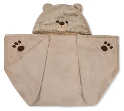 Zdjęcie produktu dla Koc polarowy Noxxiez poncho Idealny dla domu i podróżujących niedźwiedzi