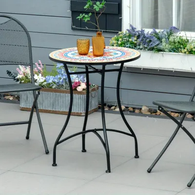 Immagine prodotto di Tavolo da bistrot - Tavolo da giardino - Tavolo da balcone - Tavolino - Tavolo da esterno - Tavolo rotondo in mosaico
