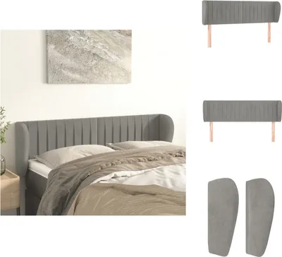 Produktbild von vidaXL Kopfteil mit Ohren Hellgrau 147x23x78/88 cm Samt -  Kopf- & Fußenden
