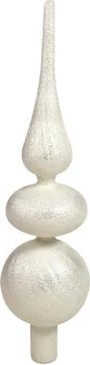 Produktbild von Christbaumspitze Weihnachtsbaumspitze Weiß Glitzer Echt Glas Tannenbaumspitze 32cm