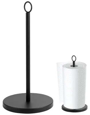 Küchenrollenhalter aus Edelstahl, schwarz, 34 cm hoch, mit Standfuß