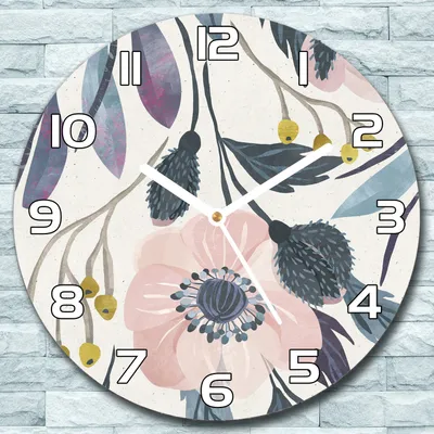 Produktbild von Wanduhr aus Glas Rund fi 30 Mohnblumen Vintage Quarz Deko Schlafzimmer Büro