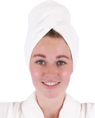 Produktbild von Betz 1 Stück Turban Handtuch 100% Baumwolle Turbantuch - Haar Turban - Frottier Kopfhandtuch - Farbe weiß