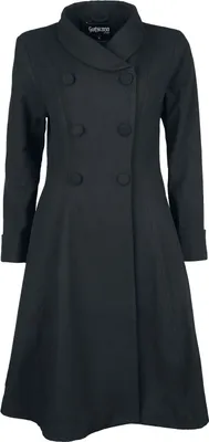 Produktbild von Gothicana by EMP Damen schwarzer Mantel mit doppelter Knopfleiste XL