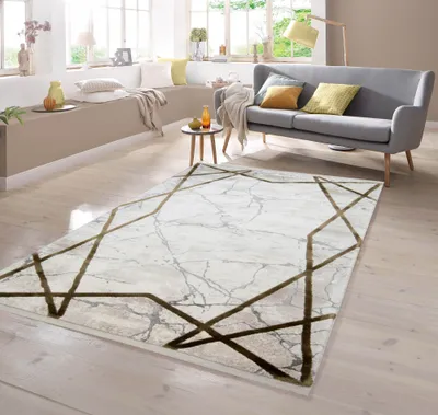 Obrázok produktu pre Mramorový koberec s geometrickým vzorom, béžový, rozmery – 80 x 300 cm