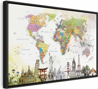 Produktbild von Italienischer Leinwand Leinwandbild - Wonders of the World (1 Part) Wide 60x40 cm Karten k-C-0117-b-a