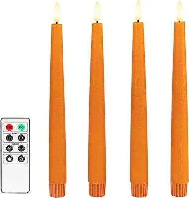 Produktbild von Orange LED-Kerzen Echte Wachs Flamlos für Halloween und Herbst Deko