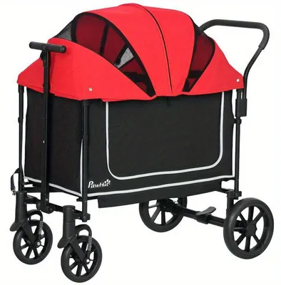 Image de Poussette pour chiens – Chariot pour animaux de compagnie – Poussette de promenade – Pliable, jusqu'à 30 kg – Légère et respirante