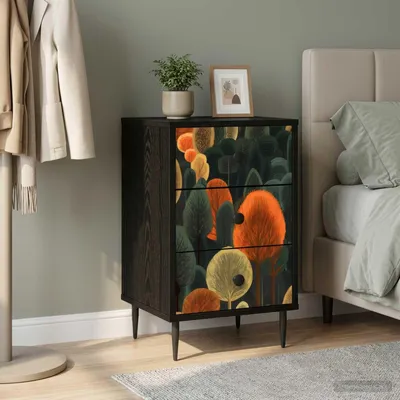 Image de vidaXL Table de chevet ZAANDAM, noire, imitation chêne, 36 x 33 x 61 cm