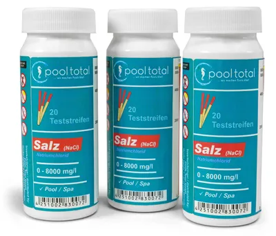 Produktbild von 3x POOL Total Teststreifen Salz (NaCl) 0-8000 mg/l 60 TestStrips