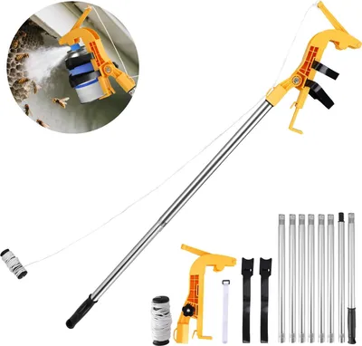 Obrázek produktu pro Držák na spreje – prodlužovací adaptér – pro laky ve spreji/aerosoly – nastavitelný – teleskopická tyč – nástavec na práškové spreje – žlutý