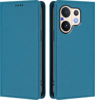 Produktbild von Handyhülle für Vivo V60 5G, Kunstleder Klapphülle Stoßfeste Magnetische Hülle mit Ständer Blau