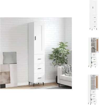 Immagine prodotto di vidaXL Credenza bianca 34,5x34x180 cm Materiale a base di legno - Credenze