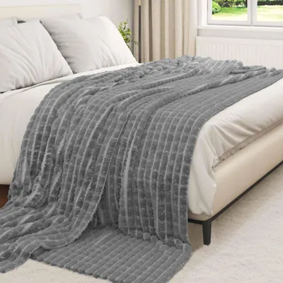 Produktbild von "SALE 2026"Decken - Grau Wohndecken 6 Stück Dunkelgrau 270x240cm Fleece Stabli Möbel1626711