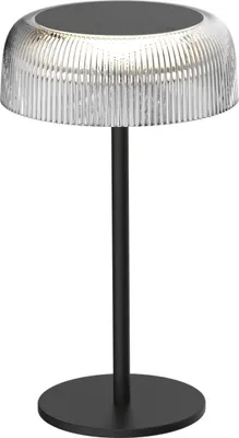 Image de Lampe de table LED rechargeable TRYPOLIS, noire, 2 W, blanc chaud, 180 lm, métal, dimensions : 26 x 15 x 15 cm, IP44, Polux