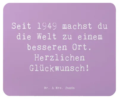Produktbild von Mr. & Mrs. Panda Mousepad Spruch 1949 Geburtstag - Lavendeltraum - Geschenk, Herzlichen Glückwunsch, Happy Birthday, mauspad laptop, Jubiläum, Mouse Pad, Erinnerungen