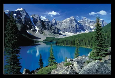 Immagine prodotto di Paesaggi - Poster - Moraine Lake II - Banff + cornice rimovibile, Shinsuke® Maxi MDF nero, vetro acrilico