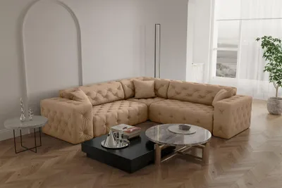 Produktbild von Ecksofa Designersofa CHANTAL in Stoff Opera Velvet Beige Seite Universal