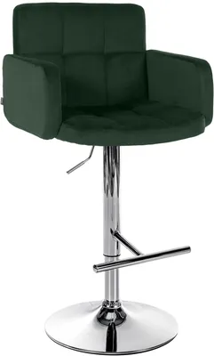 Produktbild von CLP Barhocker Los Angeles Samtbezug höhenverstellbar drehbar bis 150 kg dunkelgrün Gestell Farbe chrom