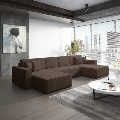 Produktbild von Wohnlandschaft Schlafsofa Sofa CONOR PREMIUM Stoff Poso Dunkelbraun