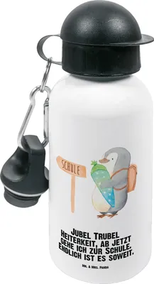 Produktbild von Mr. & Mrs. Panda Wasserflasche Pinguin Schultüte - Weiß - Geschenk, Zur Einschulung, outdoor trinkflasche, Kinder, Sportflasche, Schulanfänger, für den Kindergarten