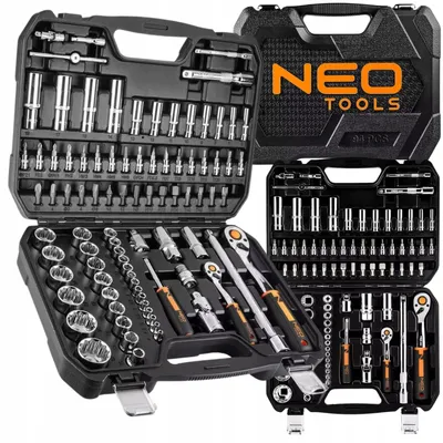 Produktbild von NEO TOOLS Klucze Nasadowe 1/4, 1/2, 86 el. CrV Zestaw Narzędzi Walizka