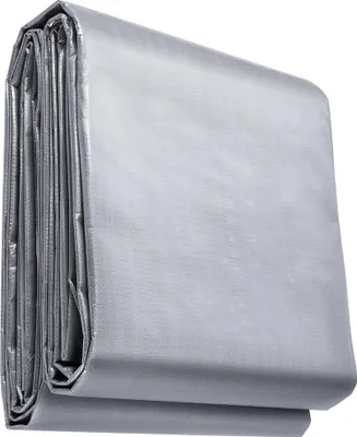 Image de Bâche imperméable 16 x 20 pieds, bâche en plastique polyéthylène 10 mil, bâche d'extérieur polyvalente résistante aux déchirures, aux UV et à la température, avec œillets renforcés haute durabilité (argent/marron)