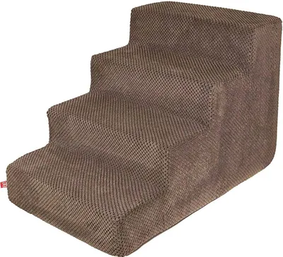 Obrázek produktu pro Schody pro psy Schody pro kočky Schody pro domácí mazlíčky Pomůcka pro lezení Plyšový potah 4 schody Hnědá barva